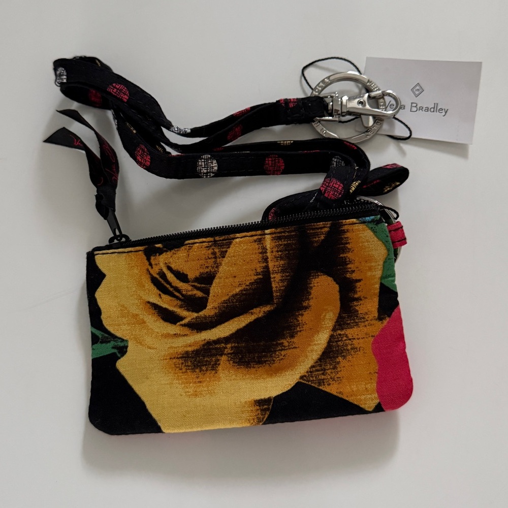 Vera Bradley Black and Yellow Floral Wristlet